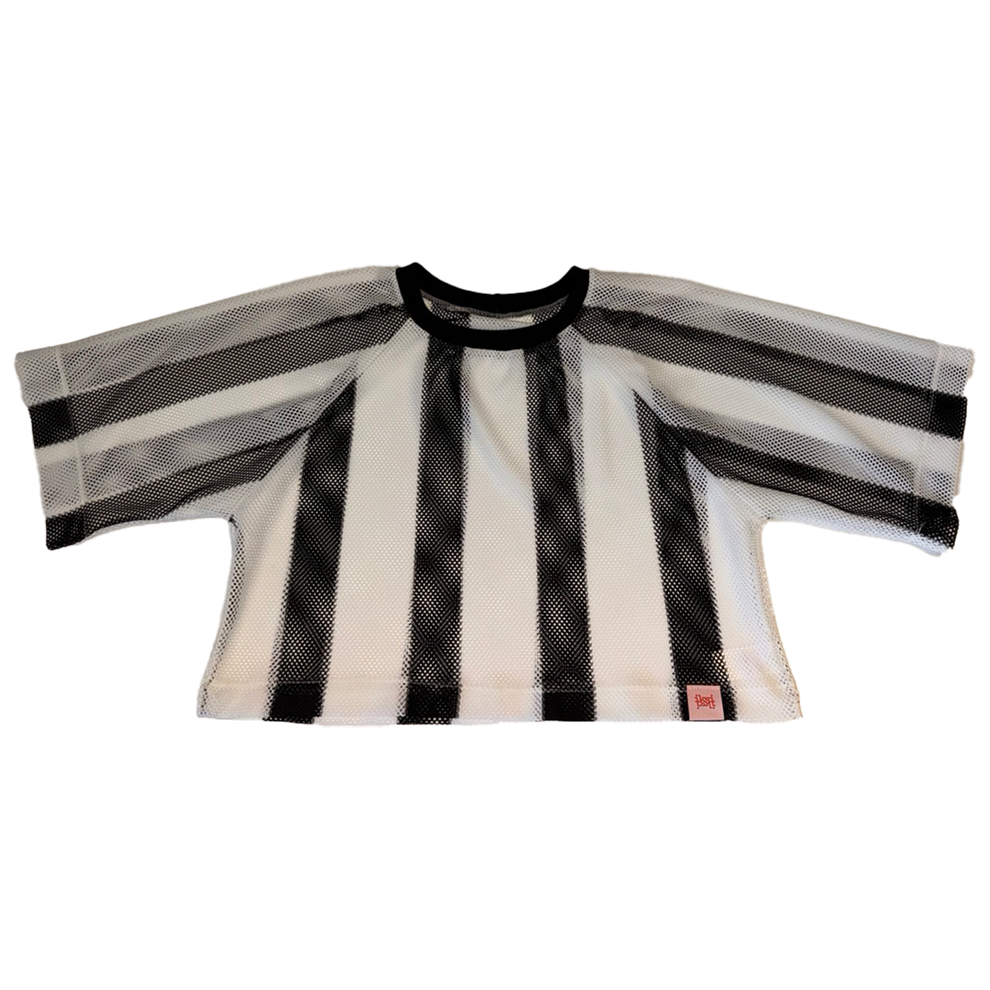 Cropped Raglan Stripe Mesh