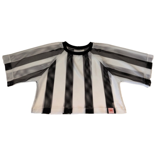 Cropped Raglan Stripe Mesh