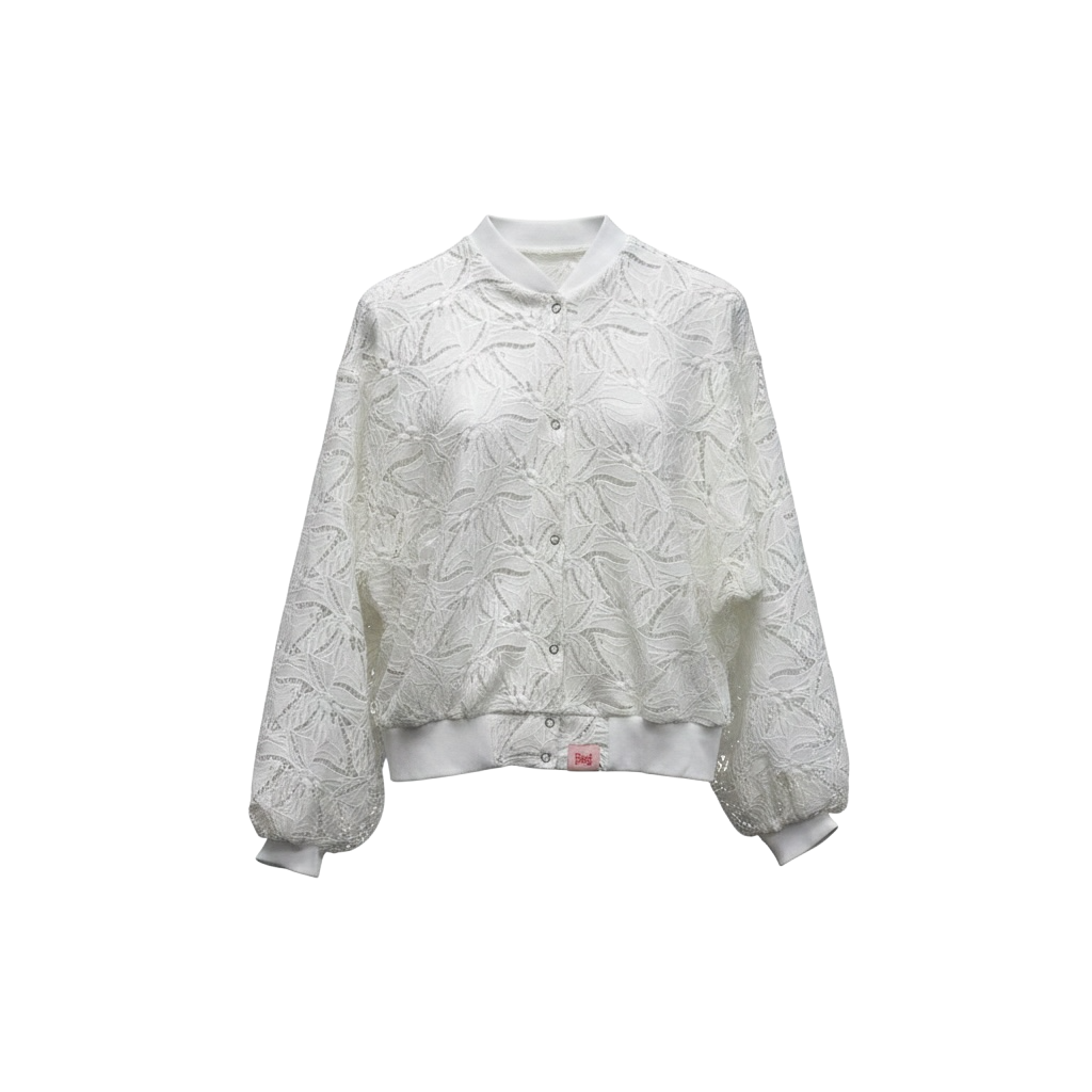 Puffed Sleeve Bomber Lace